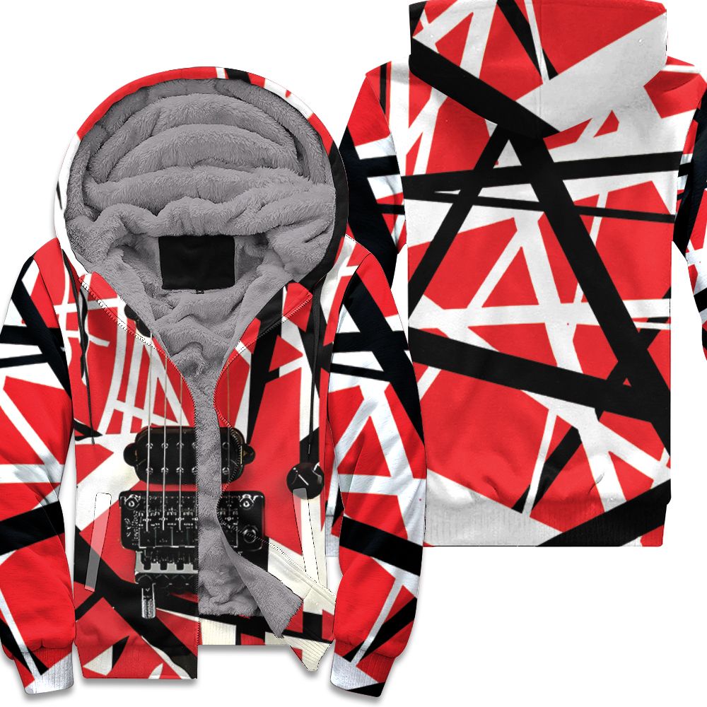 Eddie van halen frankenstrat guitar design pattern for fan 3d t shirt hoodie sweater (2) Fleece Hoodie