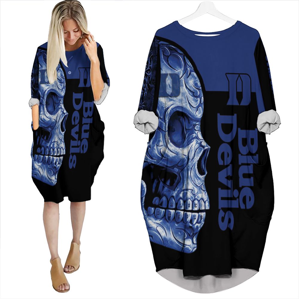 Duke Blue Devils Ncaa Skull 3d t shirt hoodie sweater Batwing Pocket Dress