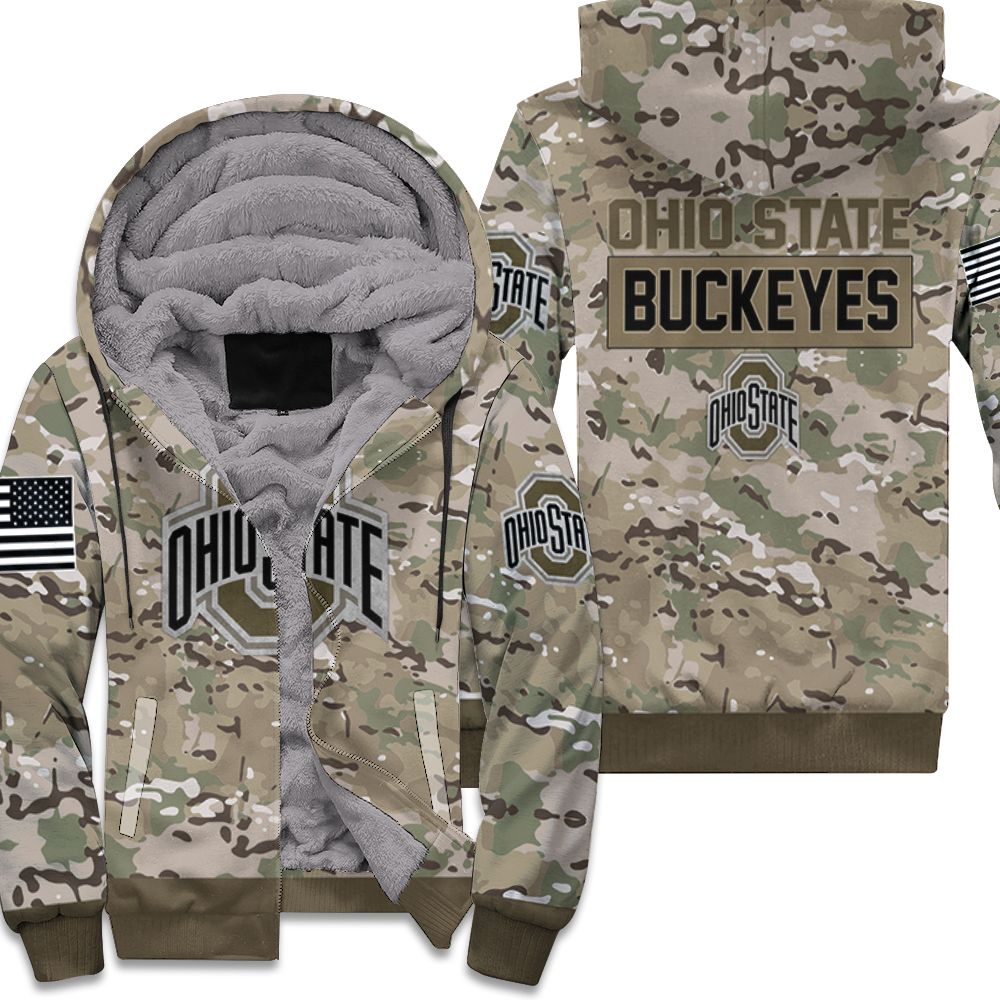 Ohio state buckeyes camouflage veteran 3d shirt Fleece Hoodie