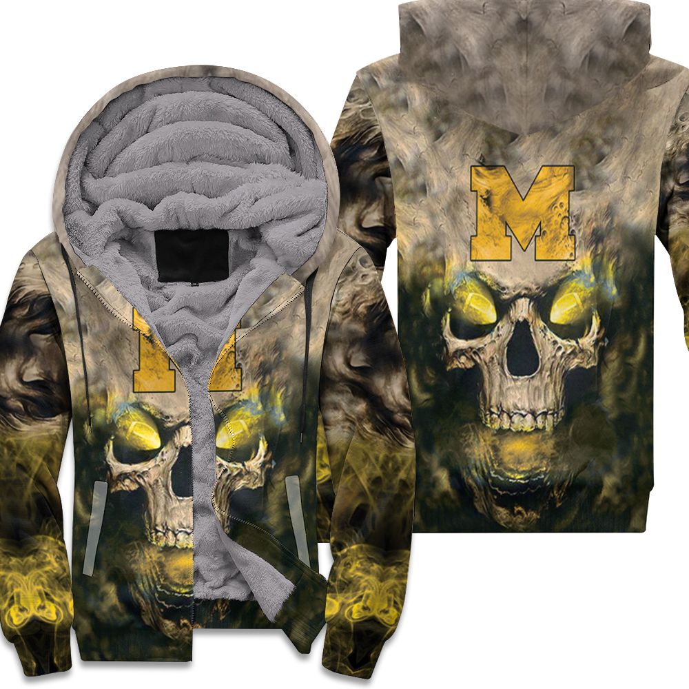 Michigan Wolverines Skull Michigan Wolverines 3ds shirt Fleece Hoodie