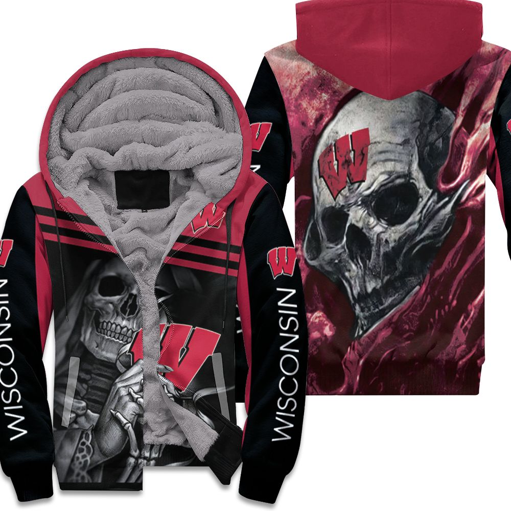 Skull Wisconsin Badgers 3d shirt Fleece Hoodie