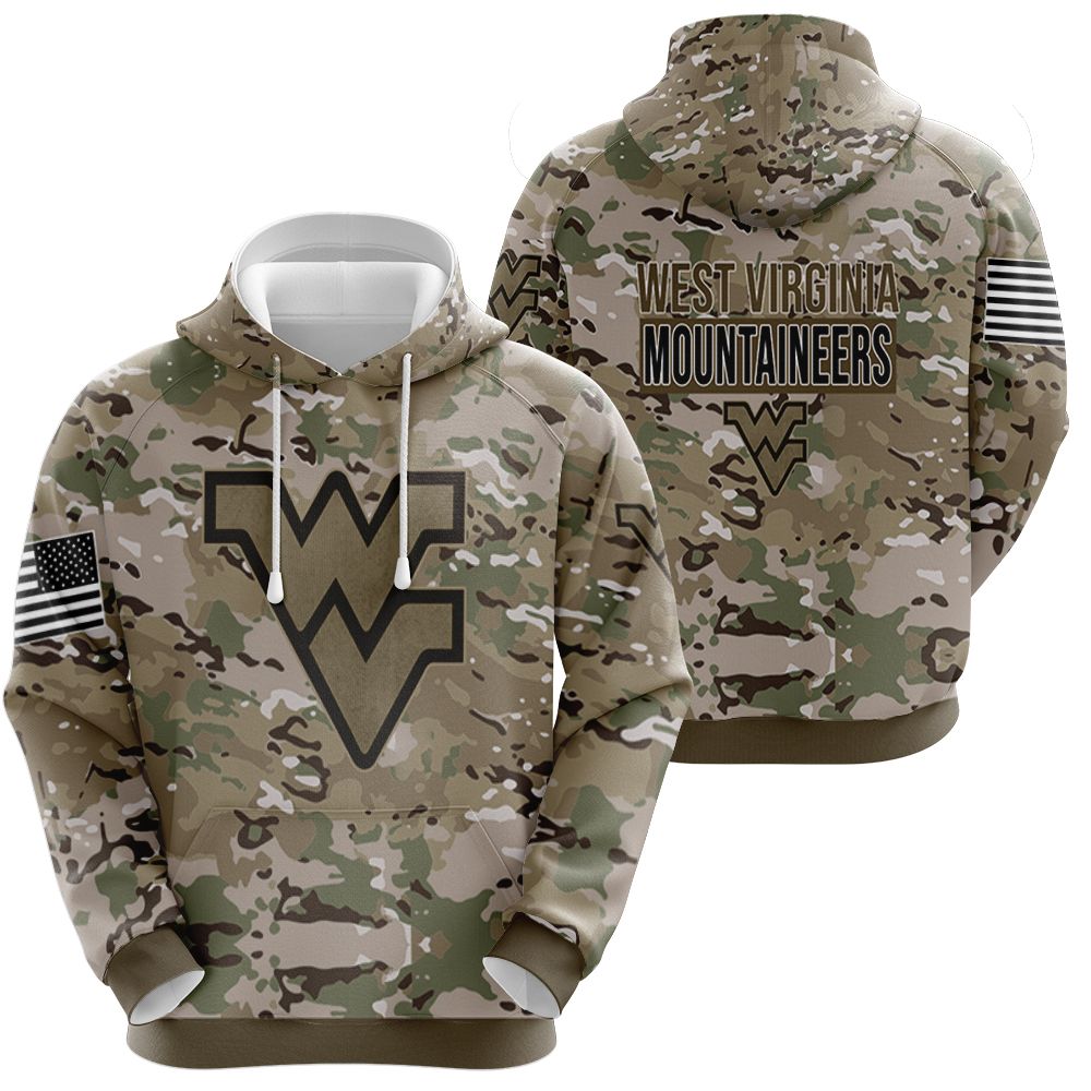 West Virginia Mountaineers Camouflage Veteran 3D Personalized Fleece Hoodie