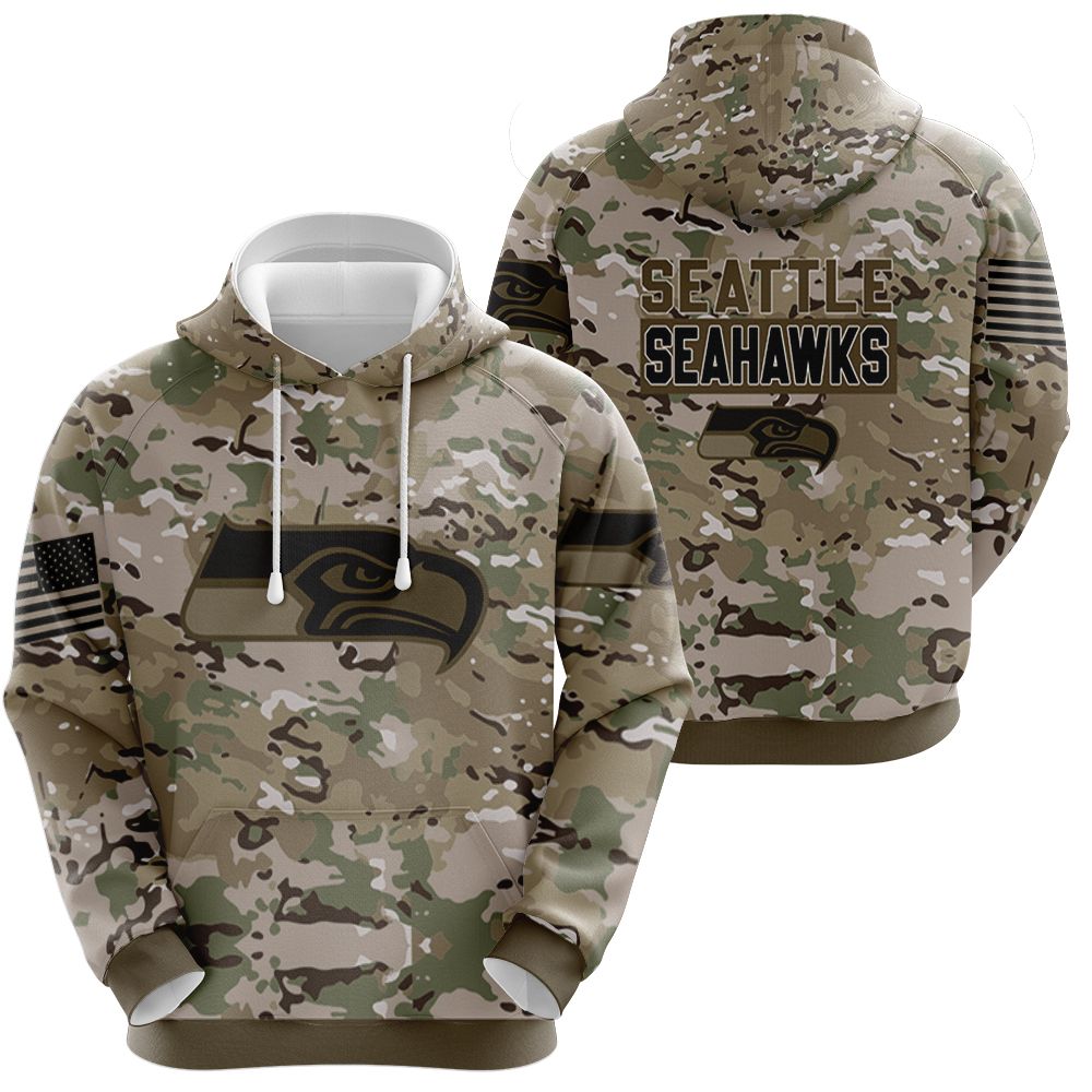 Seattle Seahawks Camouflage Veteran 3d shirt Hoodie