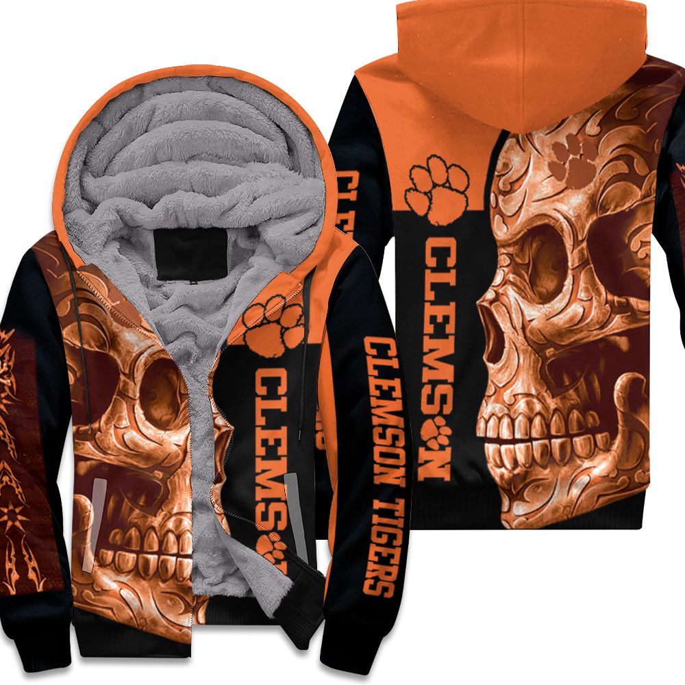 Clemson tigers ncaa skull 3d shirt Fleece Hoodie