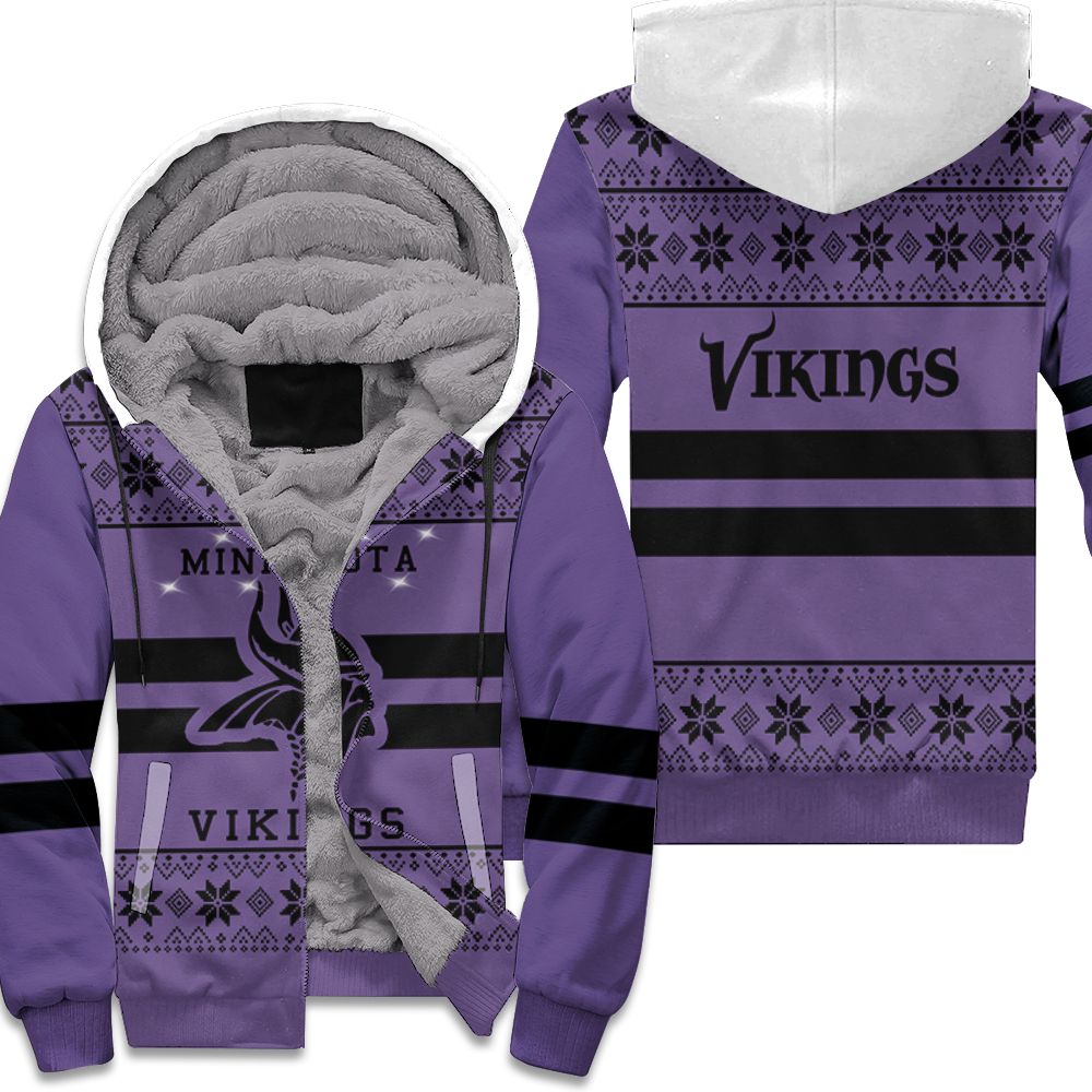 Minnesota vikings purple gnomes ugly christmas 3d shirt Fleece Hoodie