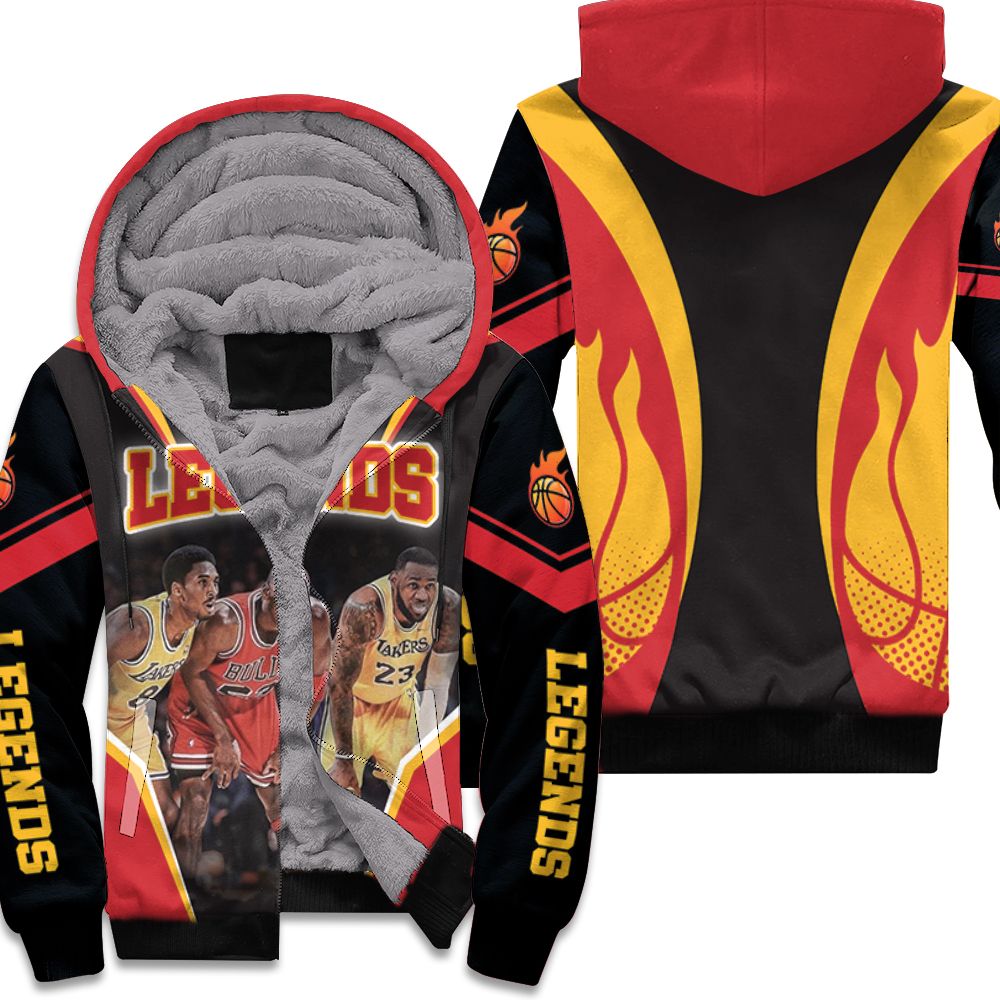 Kobe Bryant Michael J Lebron James chicago bulls los angeles lakers logo 3d printed hoodie Fleece Bomber Jacket