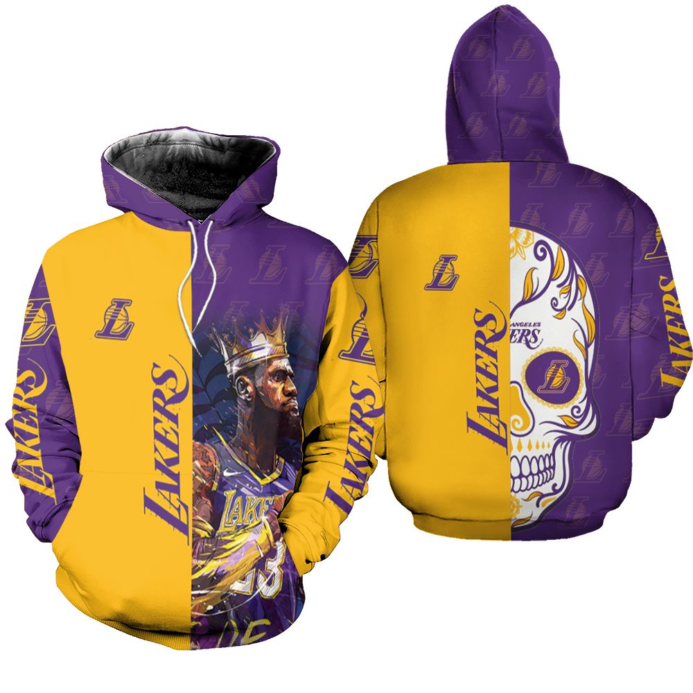 23 Lebron James Los Angeles Lakers Nba Western Conference Skull Logo Hoodie