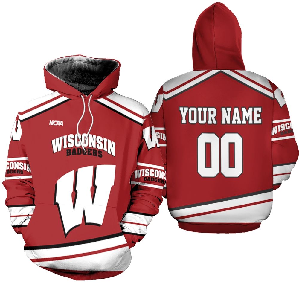 Wisconsin Badgers NCAA Mascot Red 3D Personalized Hoodie