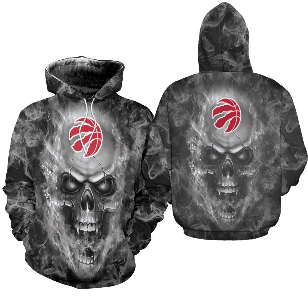 Toronto Raptors Nba Fans Skull Zip Hoodie