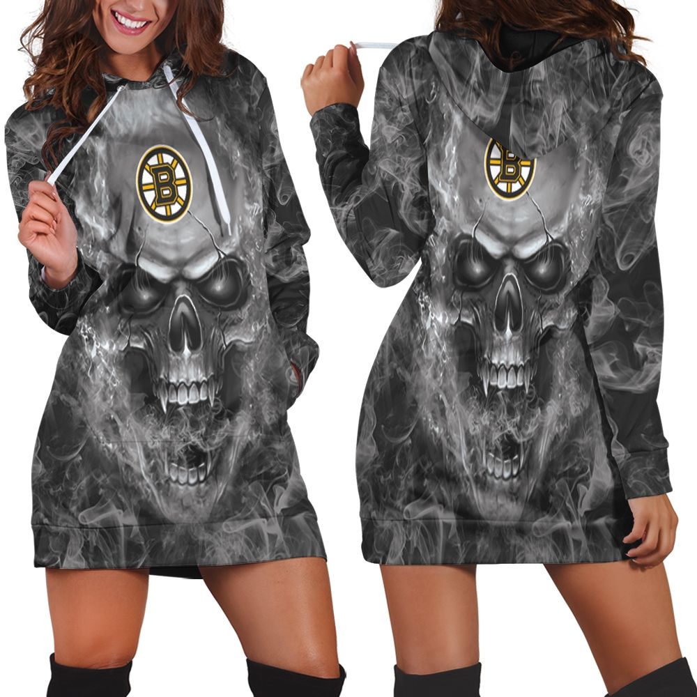 Boston Bruins NHL Fans Skull Hoodie Dress
