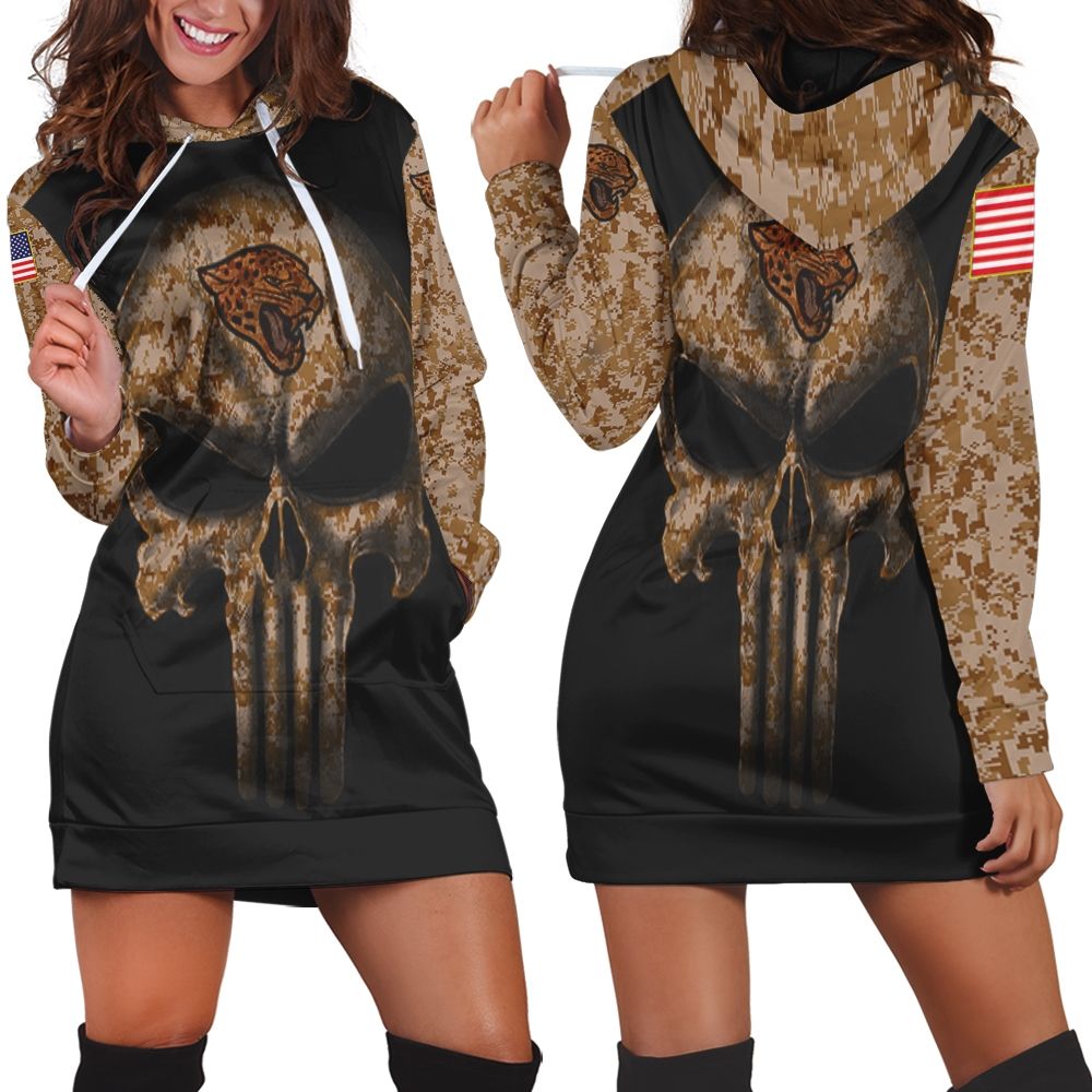 Camouflage Skull Jacksonville Jaguars American Flag Hoodie Dress