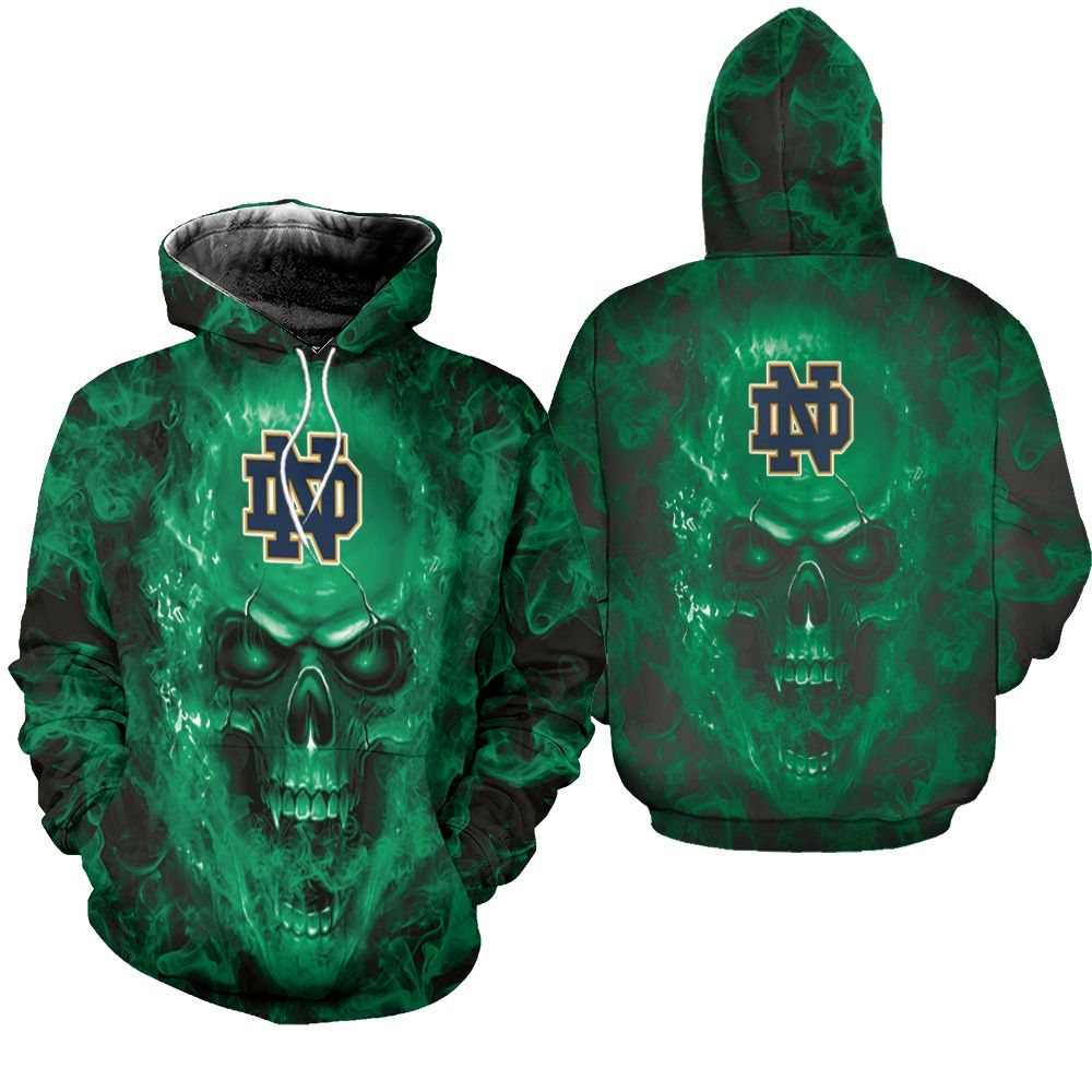 Notre Dame Fighting Irish NCAA Fans Skull Fleece Hoodie