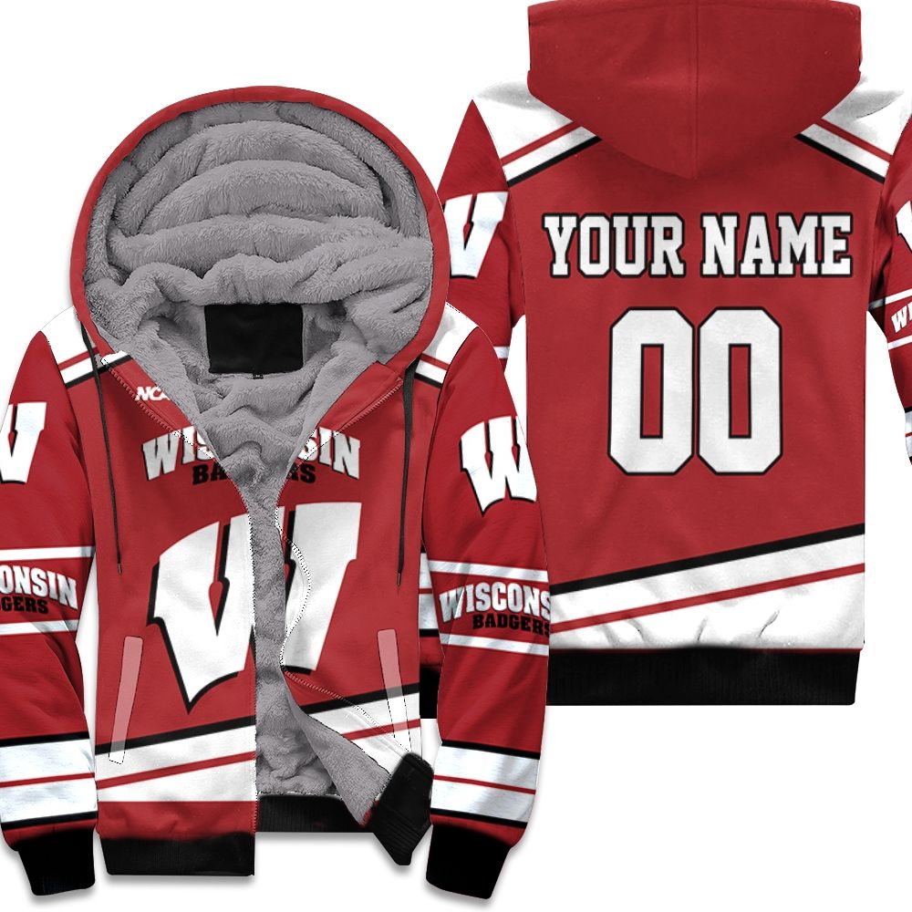 Wisconsin Badgers NCAA Mascot Red 3D Personalized Fleece Hoodie
