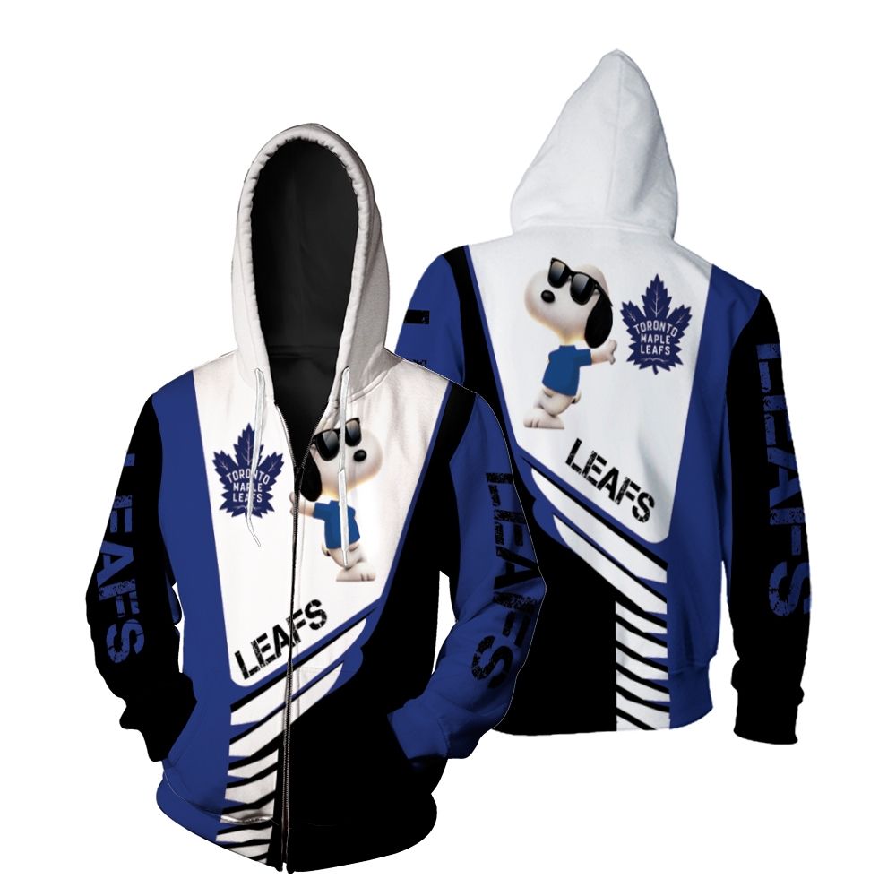 Toronto Maple Leafs Snoopy For Fans 3D Zip Hoodie