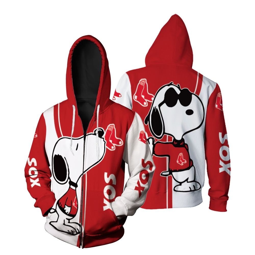 Boston Red Sox Snoopy Lover 3D Printed Zip Hoodie