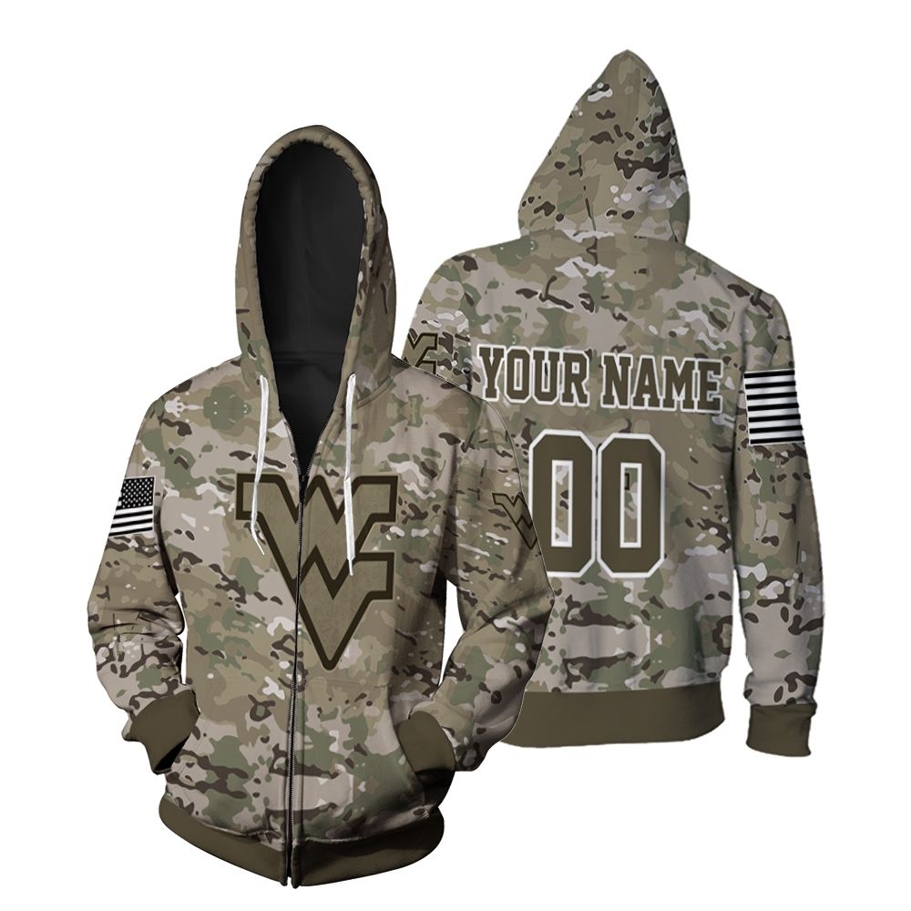 West Virginia Mountaineers Camouflage Veteran 3d shirt Fleece Hoodie