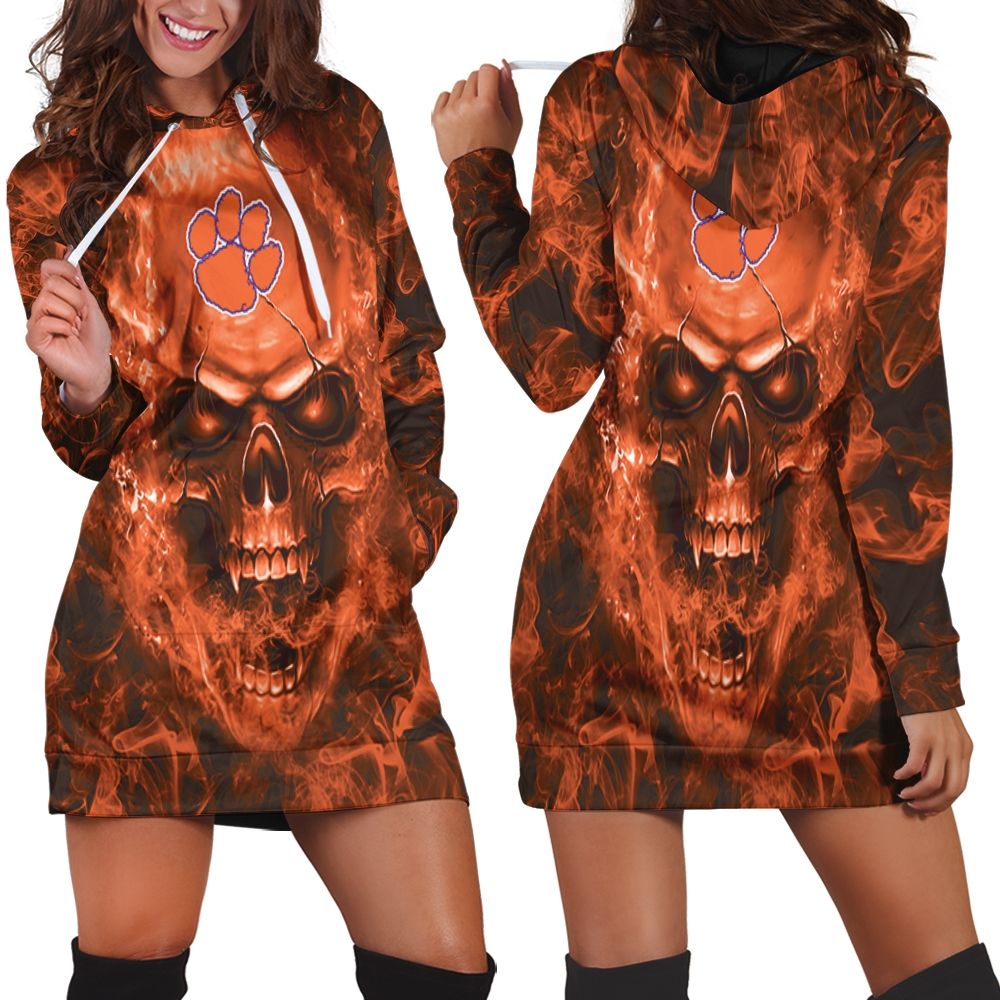 Clemson Tigers NCAA Fans Skull Hoodie Dress
