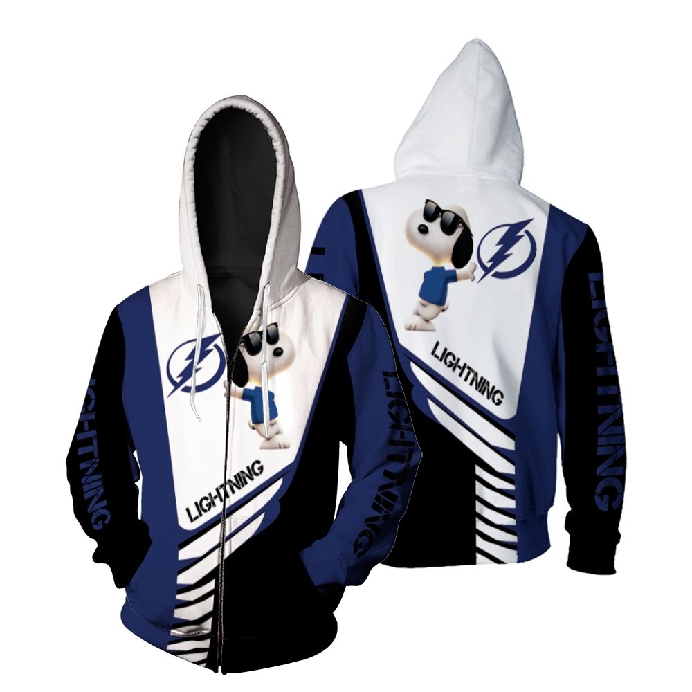 Tampa Bay Lightning Snoopy For Fans 3D Zip Hoodie