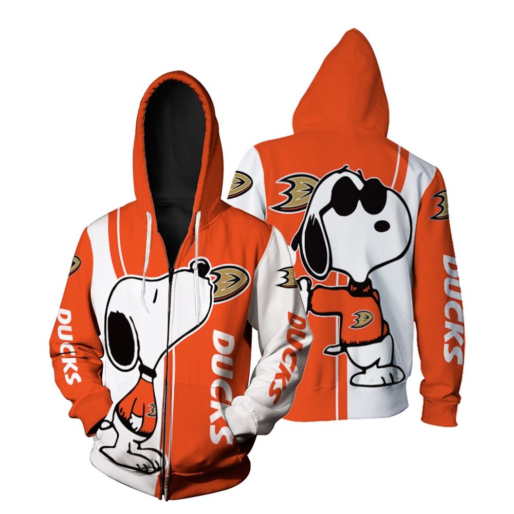 Anaheim Ducks Snoopy Lover 3D Printed Zip Hoodie