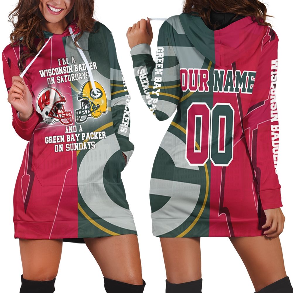 Wisconsin Badger On Saturdays And Green Bay Packer On Sundays 3D Personalized Hoodie Dress