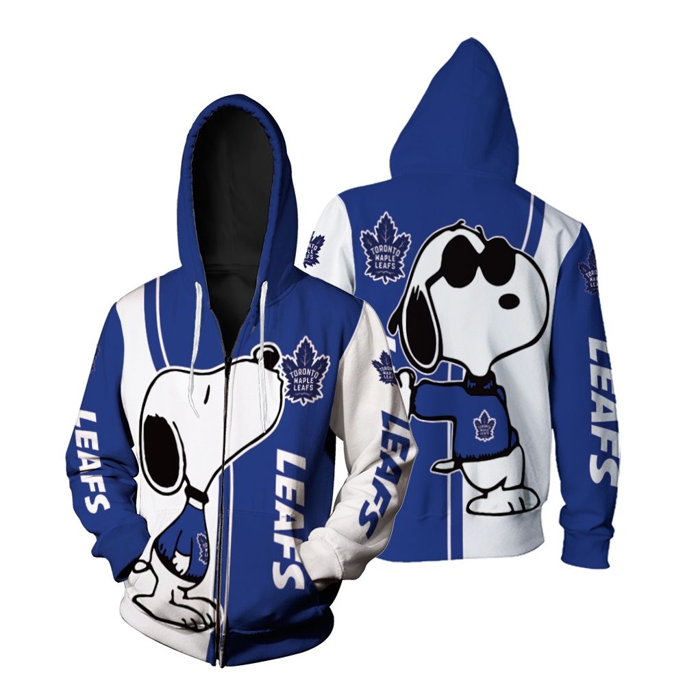 Toronto Maple Leafs Snoopy Lover 3D Printed Zip Hoodie