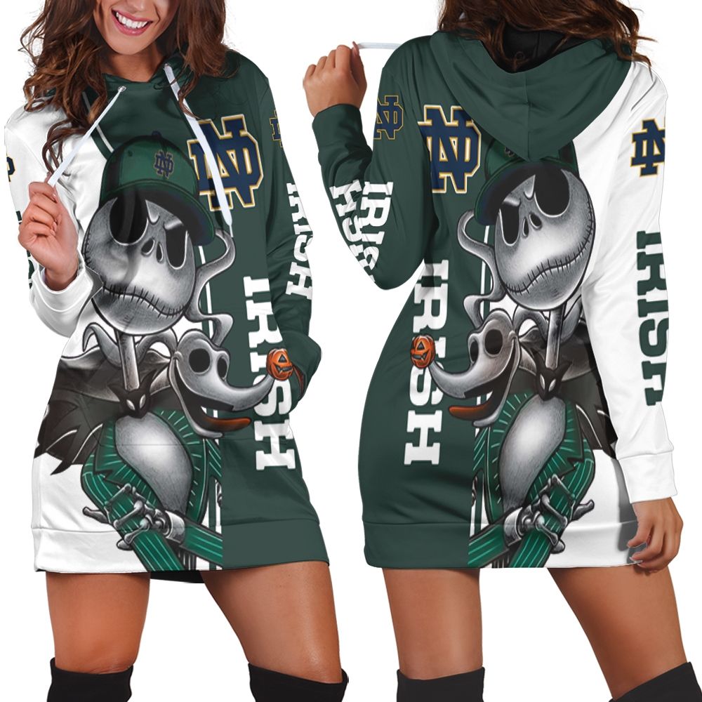Notre Dame Fighting Irish Jack Skellington And Zero Hoodie Dress