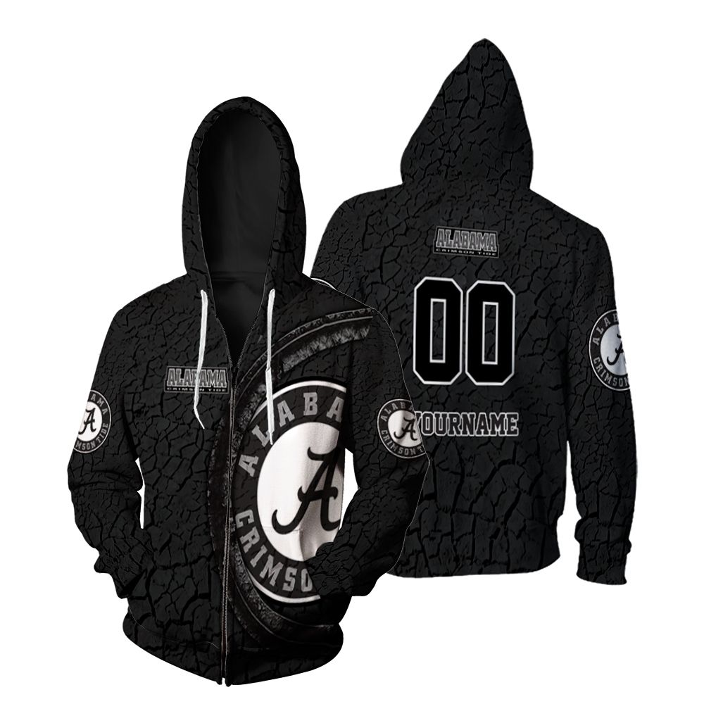 Alabama Crimson Tide Black And White Design For Fans Personalized Zip Hoodie