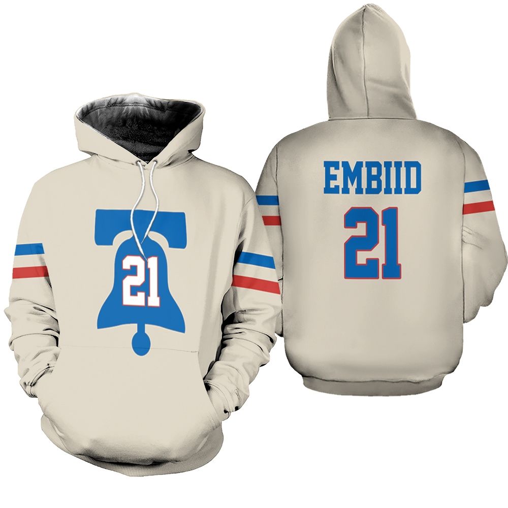 76ers Joel Embiid 2020 21 Earned Edition Cream Zip Hoodie
