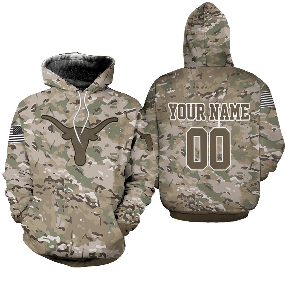Texas Longhorns Camouflage Pattern 3d Personalized Hoodie