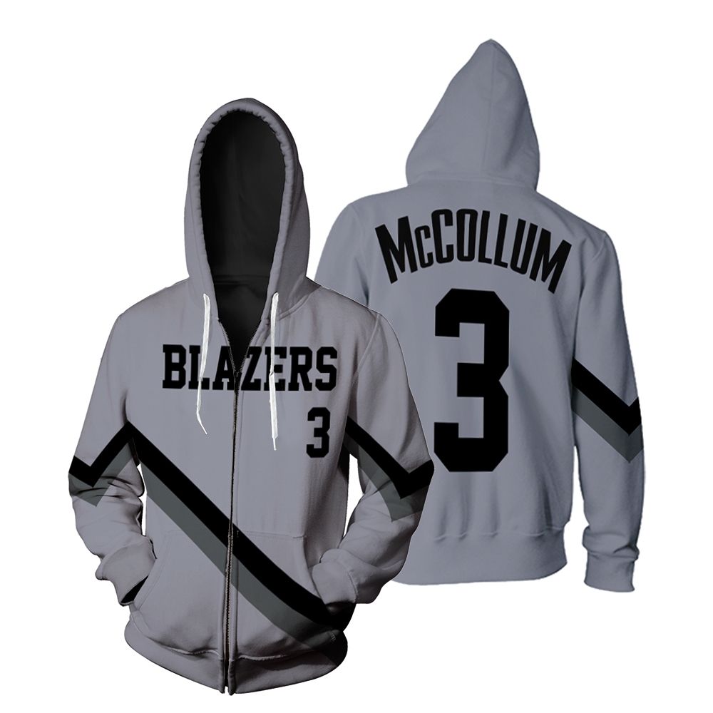Blazers Cj Mccollum 2020 21 Earned Edition Gray shirt Inspired Zip Hoodie