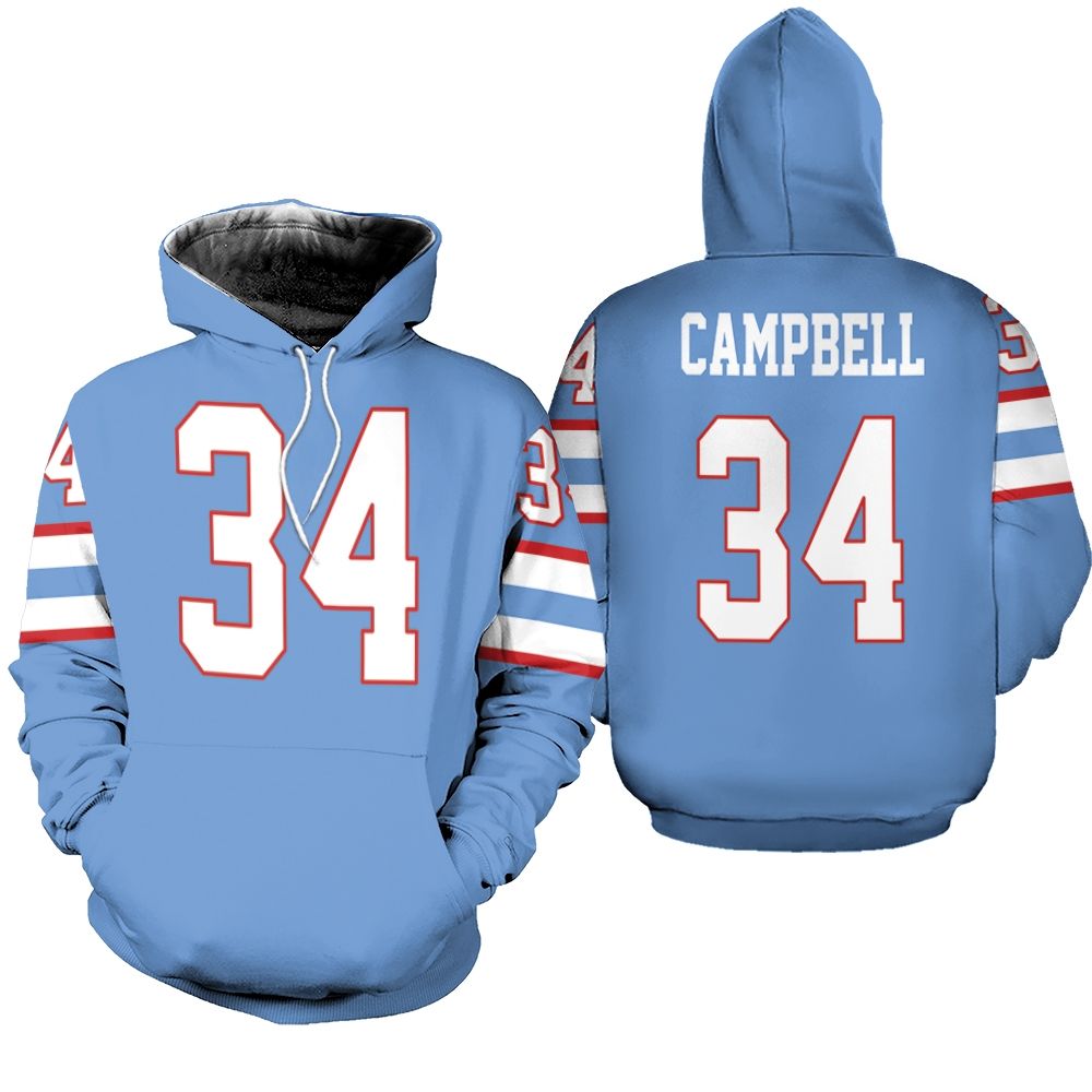 Houston Oilers Earl Campbell Light Blue 1980 Throwback Retired Player T shirt inspired style Bomber Jacket
