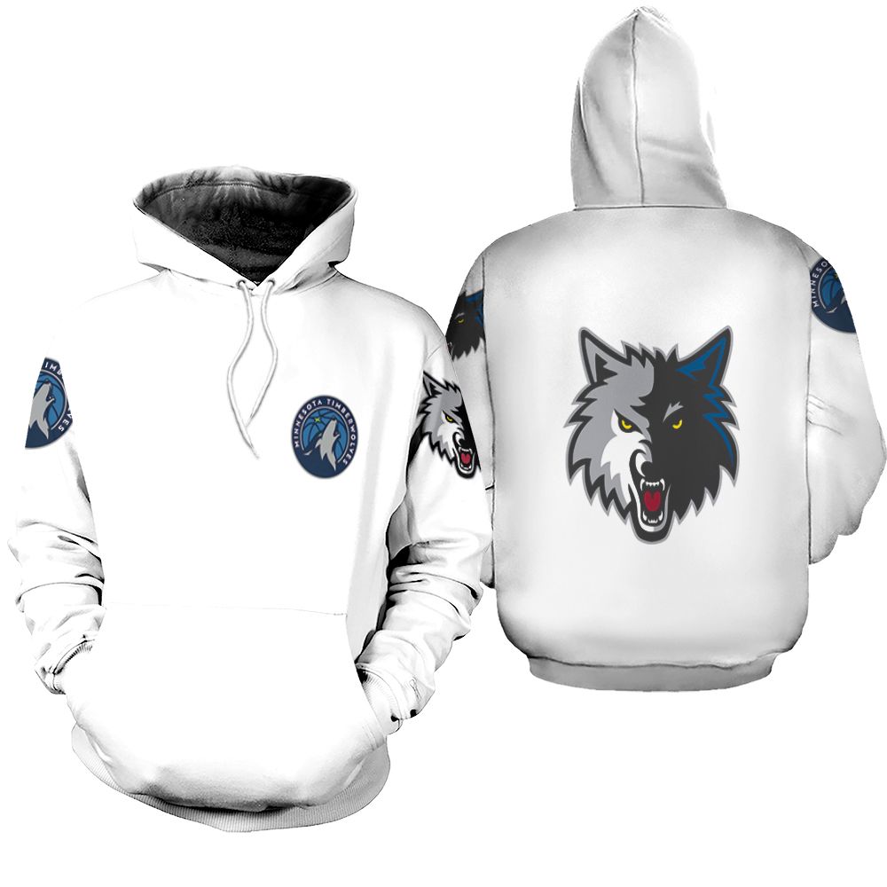 Minnesota Timberwolves Basketball Classic Mascot Logo Gift For Timberwolves Fans White Hoodie