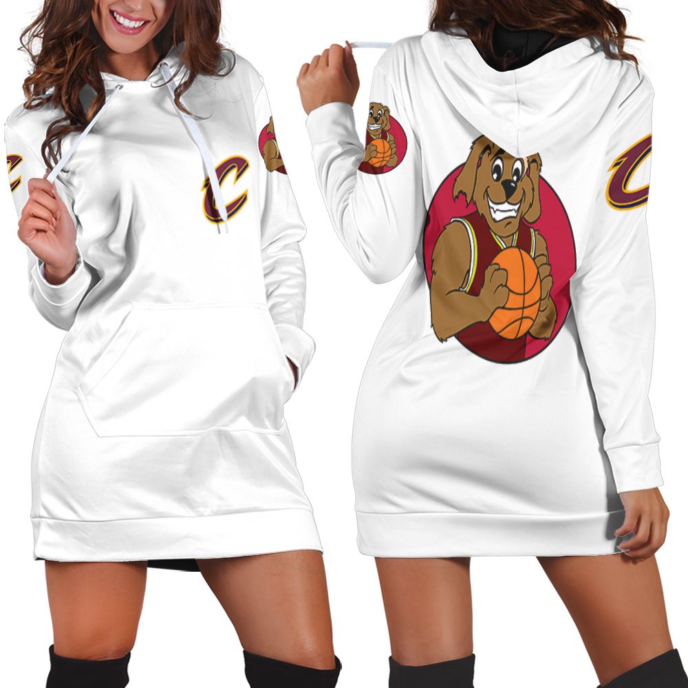 Cleveland Cavaliers Basketball Classic Mascot Logo Gift For Cavaliers Fans White Hoodie Dress
