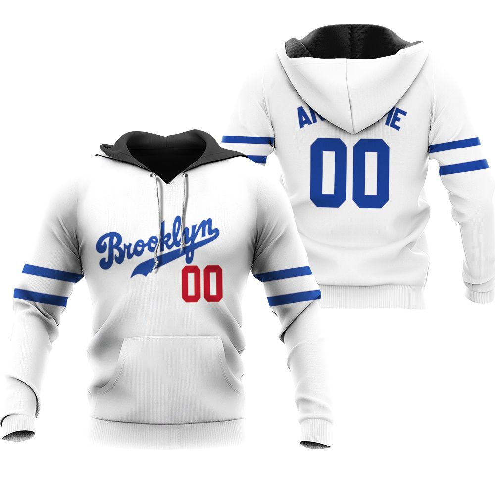 Personalized Brooklyn Dodgers Any Name 00 2020 MLB Team White shirt Inspired Style Zip Hoodie