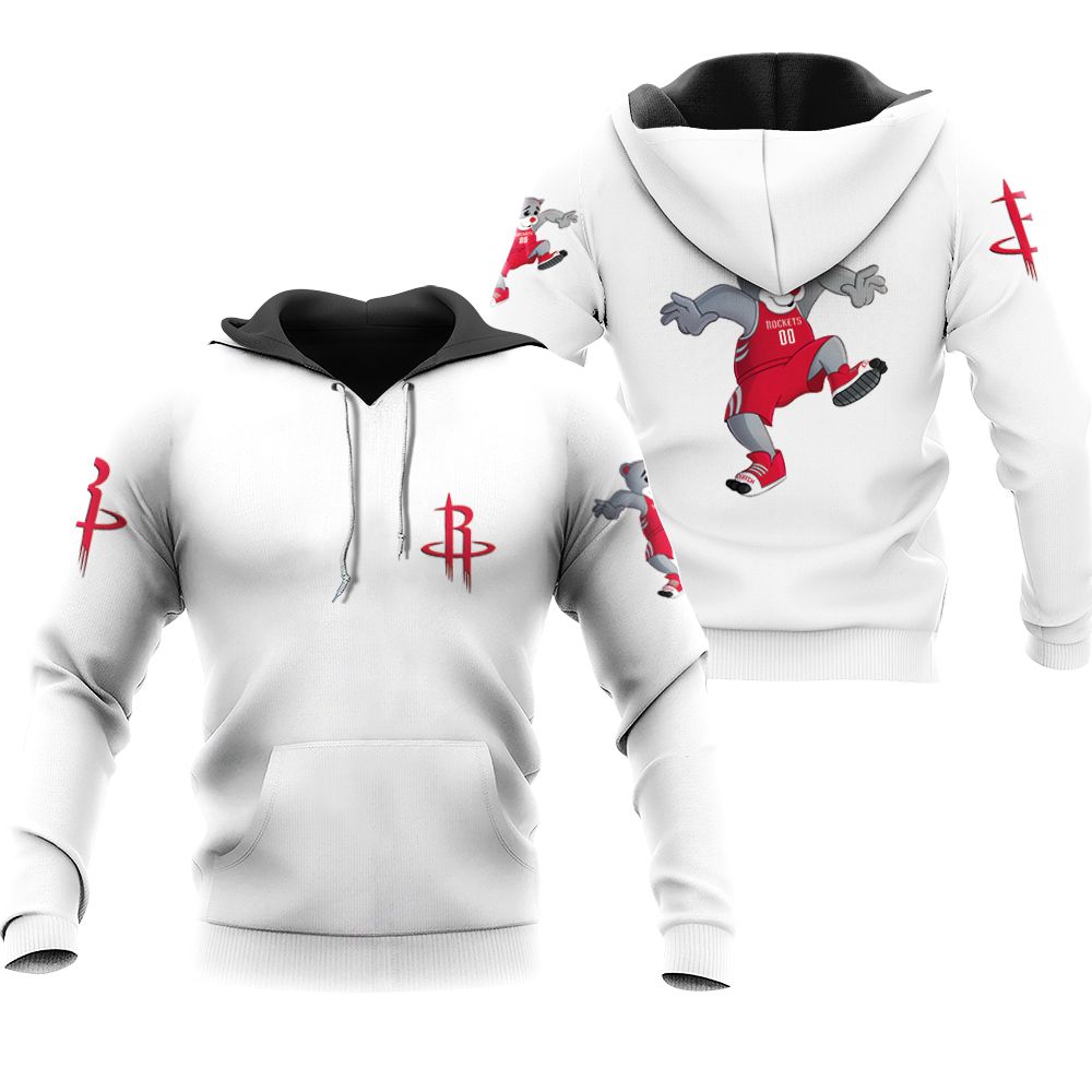 Houston Rockets Basketball Classic Mascot Logo Gift For Rockets Fans White Hoodie