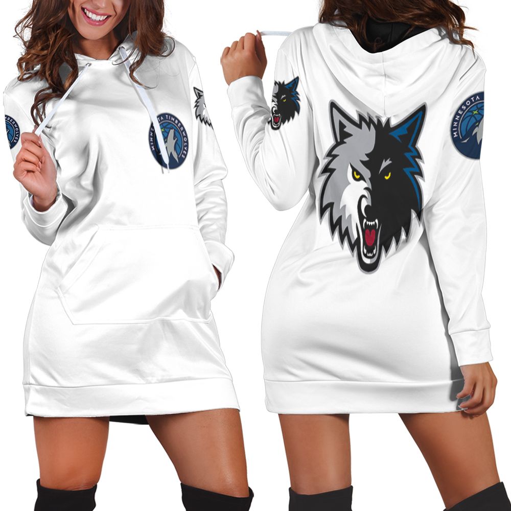 Minnesota Timberwolves Basketball Classic Mascot Logo Gift For Timberwolves Fans White Hoodie Dress