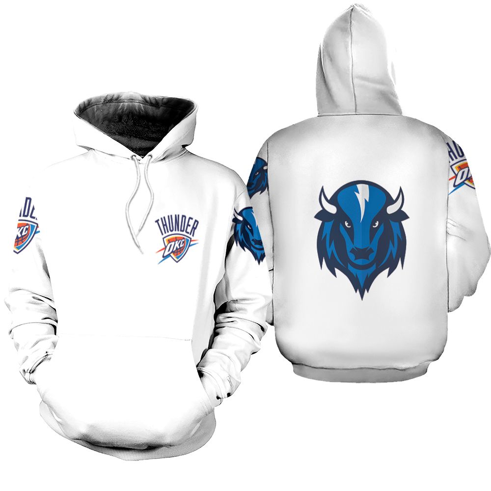 Oklahoma City Thunder Basketball Classic Mascot Logo Gift For Thunder Fans White Hoodie