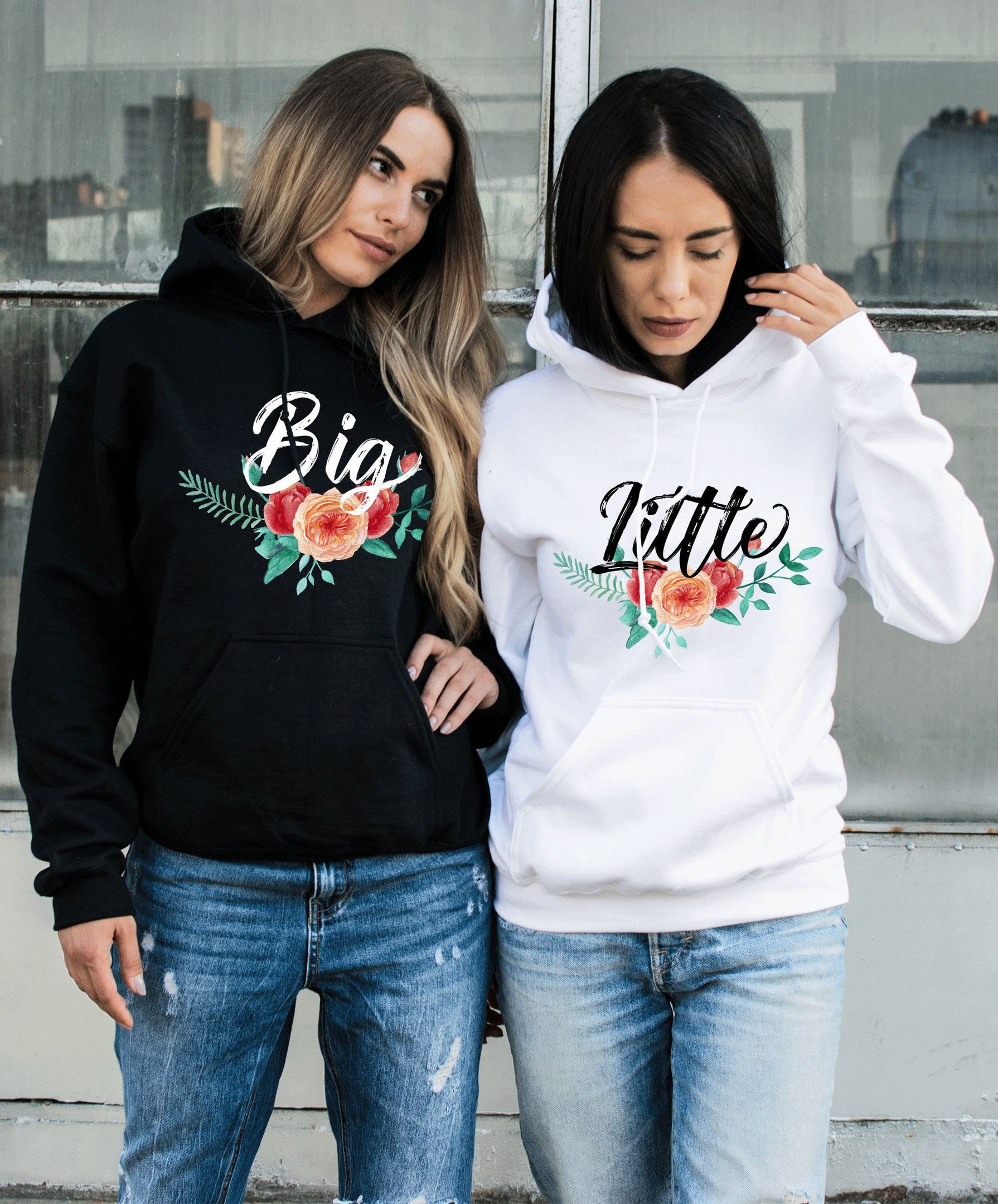 Personalized bff 01 bff 02 Best friend Matching black and hoodie custom name number gift for best friend