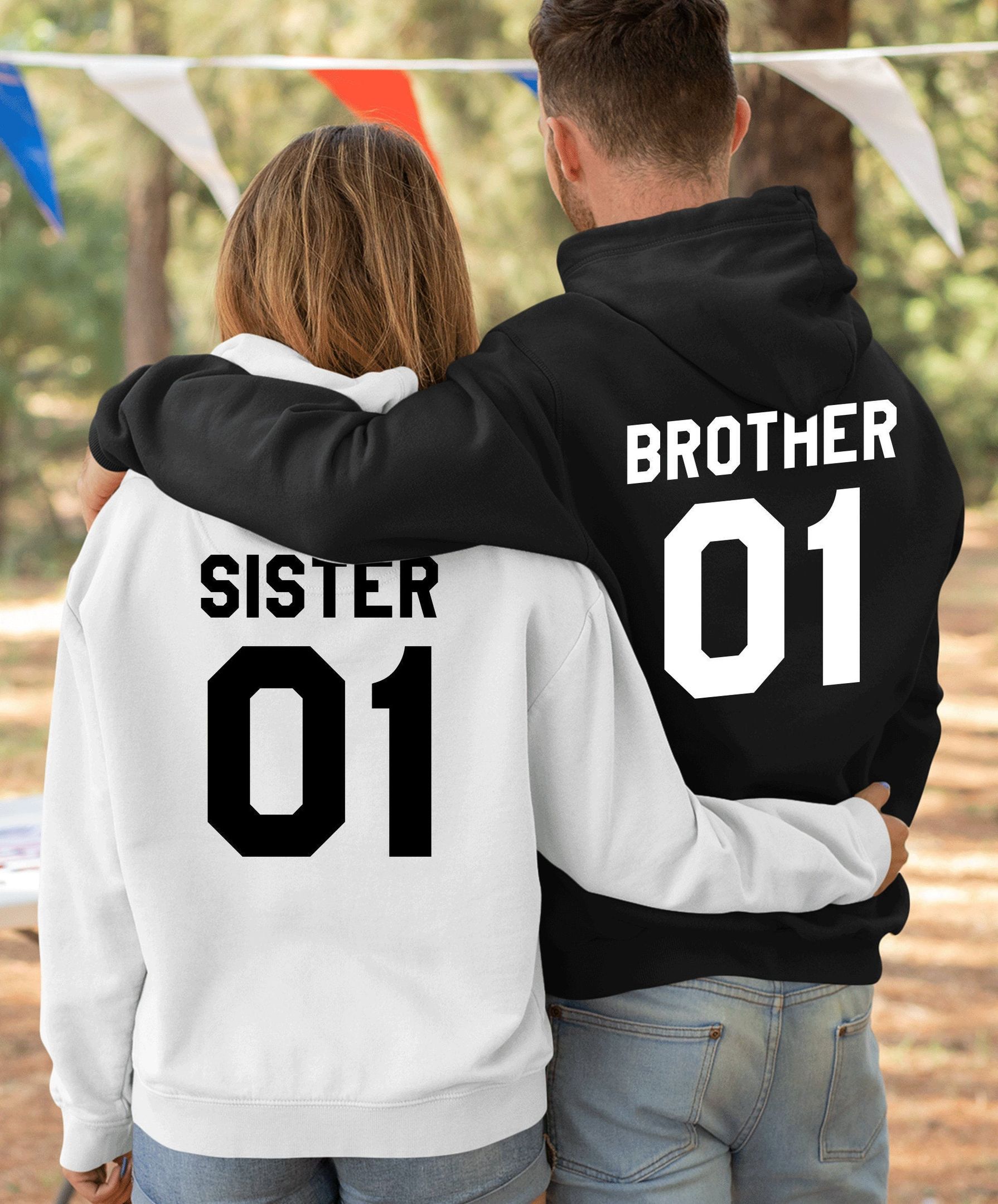 Personalized Sister 01 Sister 02 Matching hoodie custom name number gift for best friend