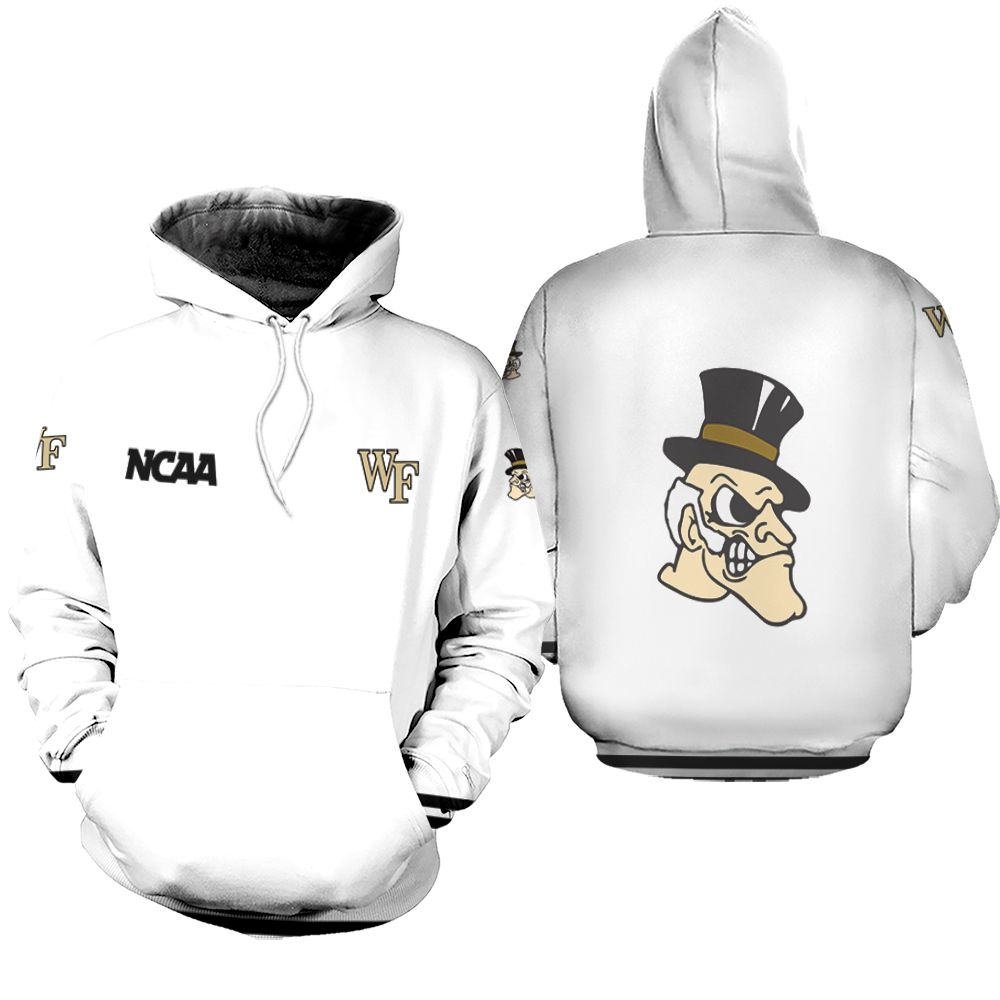 Wake Forest Demon Deacons Ncaa Classic White With Mascot Logo Gift For Wake Forest Demon Deacons Fans Zip Hoodie