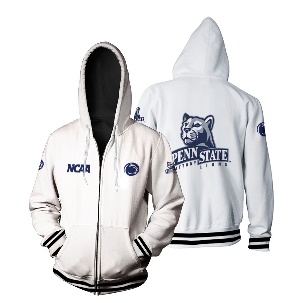 Penn State Nittany Lions Ncaa Classic White With Mascot Logo Gift For Penn State Nittany Lions Fans Zip Hoodie