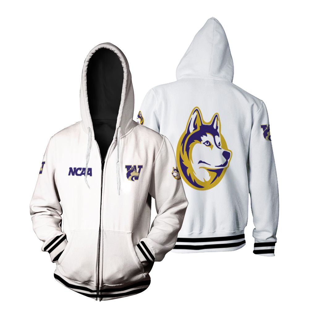 Washington Huskies Ncaa Classic White With Mascot Logo Gift For Washington Huskies Fans Hoodie