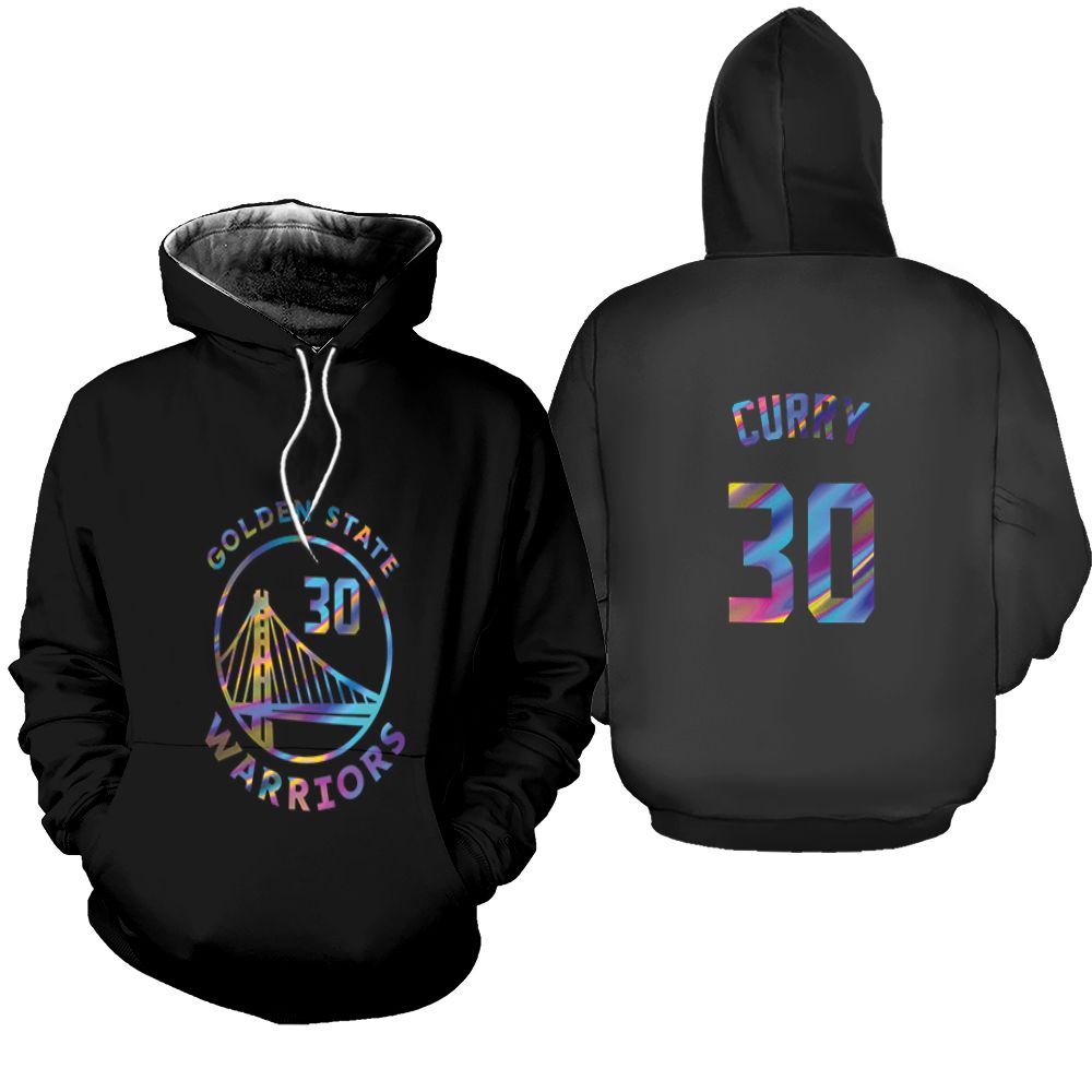 Golden State Warriors Stephen Curry #30 NBA Basketball Team Iridescent Black 3D Designed Allover Gift For Warriors Fans Hoodie