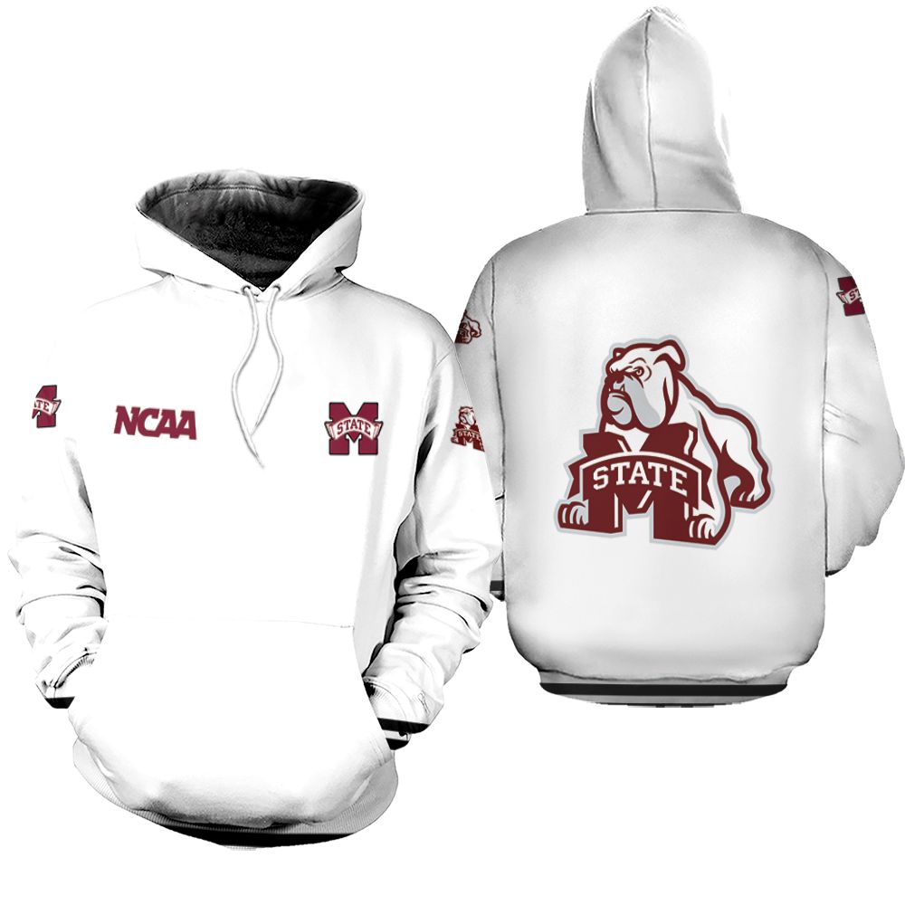 Mississippi State Bulldogs Ncaa Classic White With Mascot Logo Gift For Mississippi State Bulldogs Fans Zip Hoodie