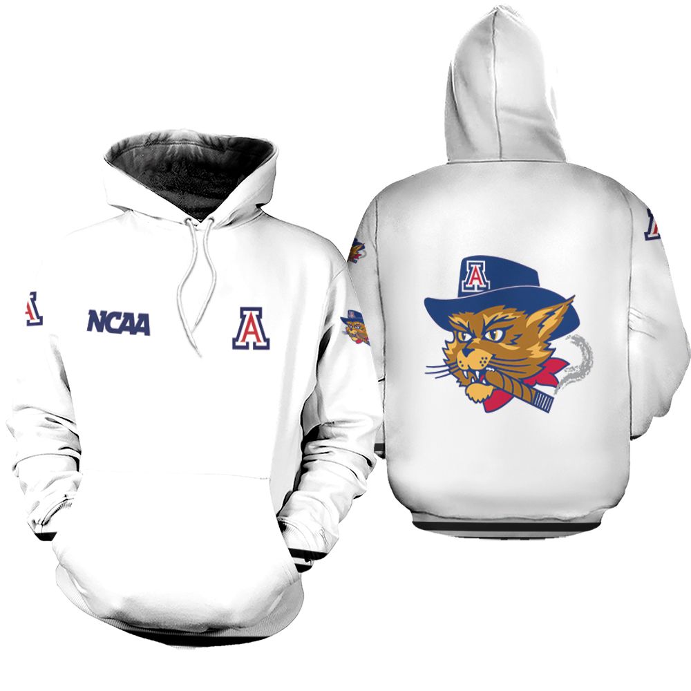 Arizona Wildcats Ncaa Classic White With Mascot Logo Gift For Arizona Wildcats Fans Hoodie