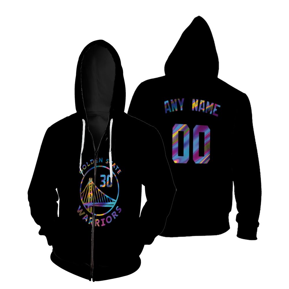 Personalized Golden State Warriors Anyname 00 Iridescent Black shirt Inspired Style Gift For Golden State Warriors Fans Zip Hoodie