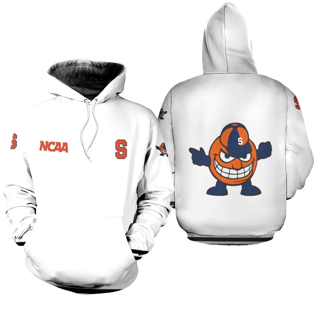 Syracuse Orange Ncaa Classic White With Mascot Logo Gift For Syracuse Orange Fans Zip Hoodie