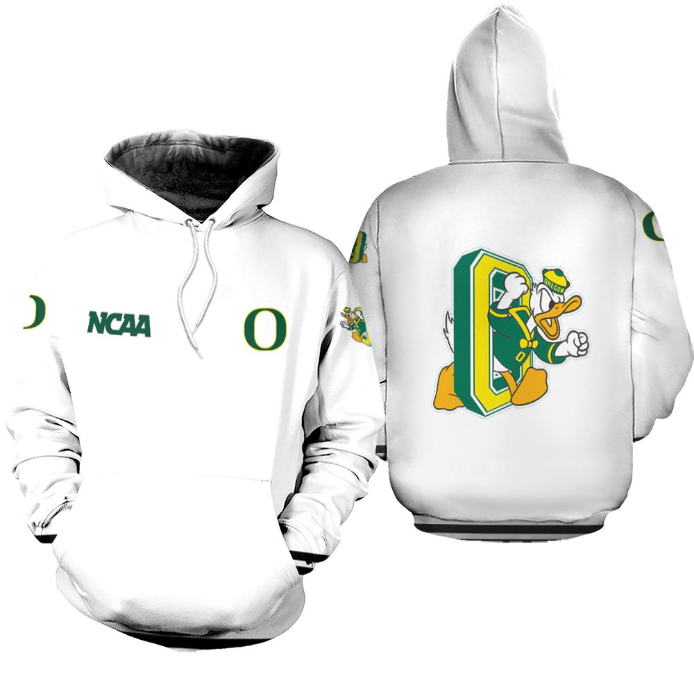 Oregon Ducks Ncaa Classic White With Mascot Logo Gift For Oregon Ducks Fans Hoodie