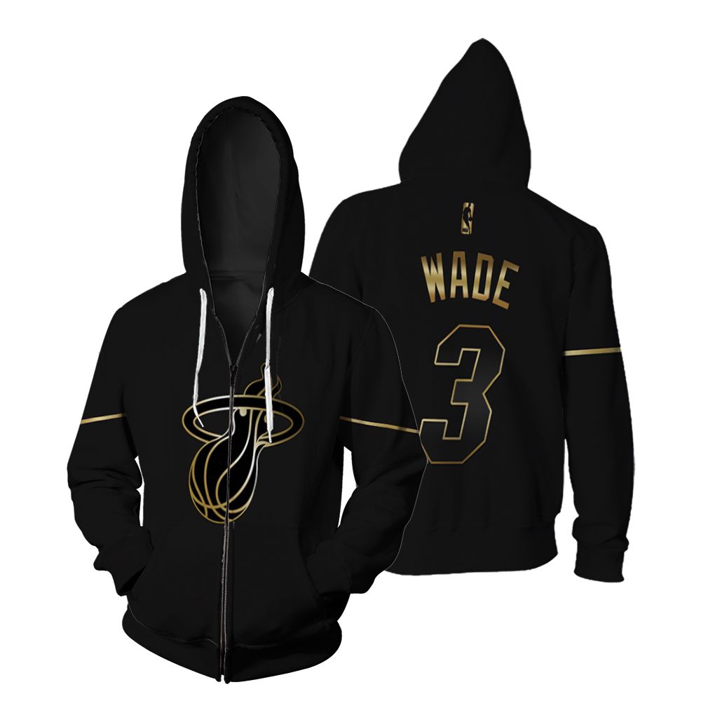 Miami Heat Dwyane Wade 3 Nba 2020 Golden Edition Black shirt Inspired Style Gift For Miami Heat Fans Hoodie