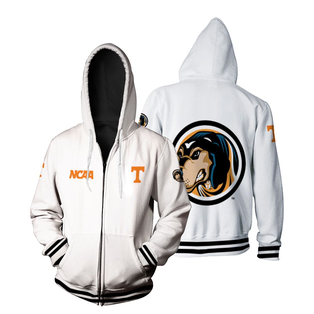 Tennessee Volunteers Ncaa Classic White With Mascot Logo Gift For Tennessee Volunteers Fans Zip Hoodie